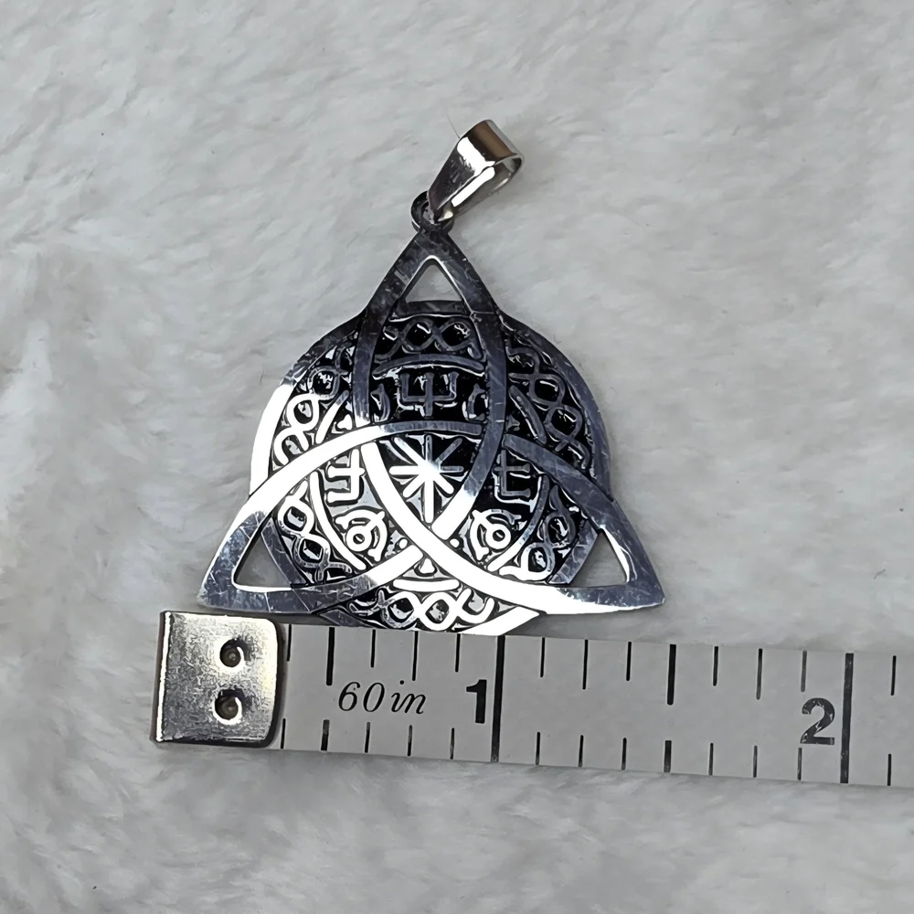 Intricate Stainless Steel Triquetra Pendant Necklace Norse Viking